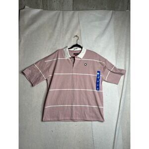 NWT Airwalk‎ Mens Lilac Striped Short Sleeve Polo Shirt Large AWM0096USJ